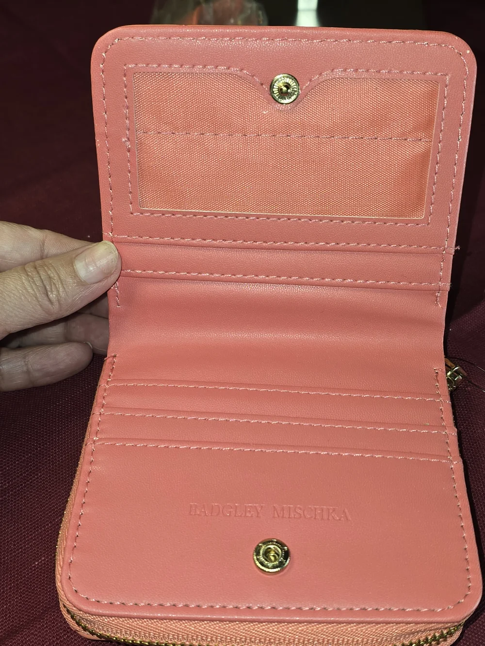Badgley Mischka Coral Diamond-Quilted Crossbody Flap Bag/Wallet Set